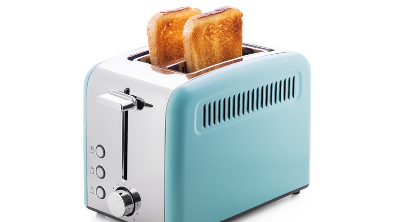 Glowing black toaster oven