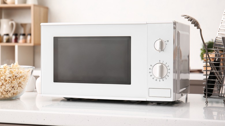 Microwave on a counter