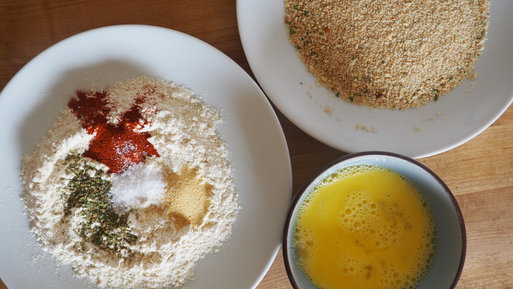 how do you keep breading on chicken for one-pot chicken Parm pasta