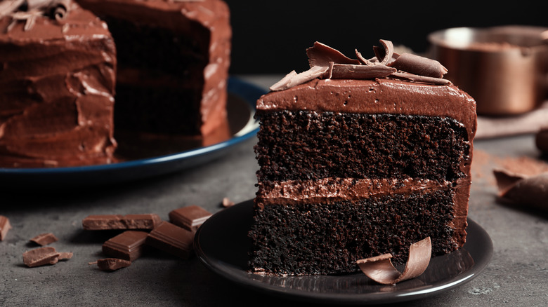 Slice of chocolate cake