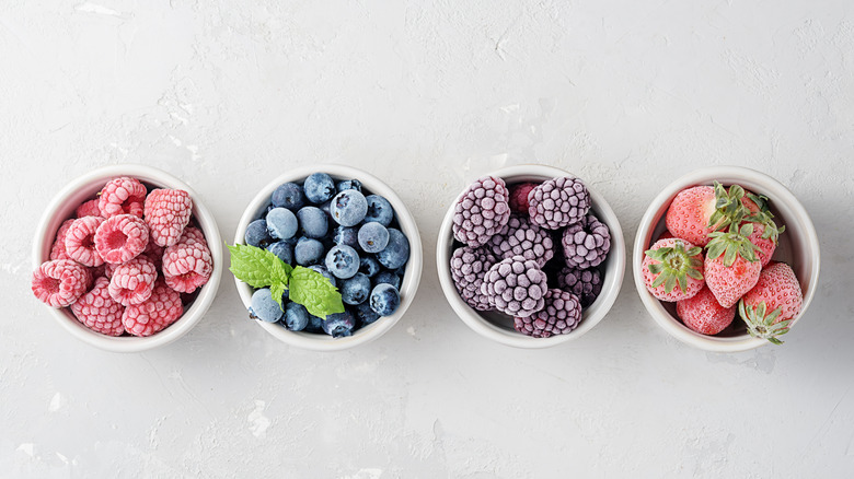 Frozn raspberries, blueberries, blackberries, and strawberries