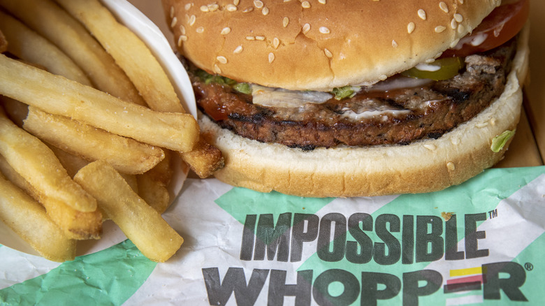 Impossible Whopper with fries