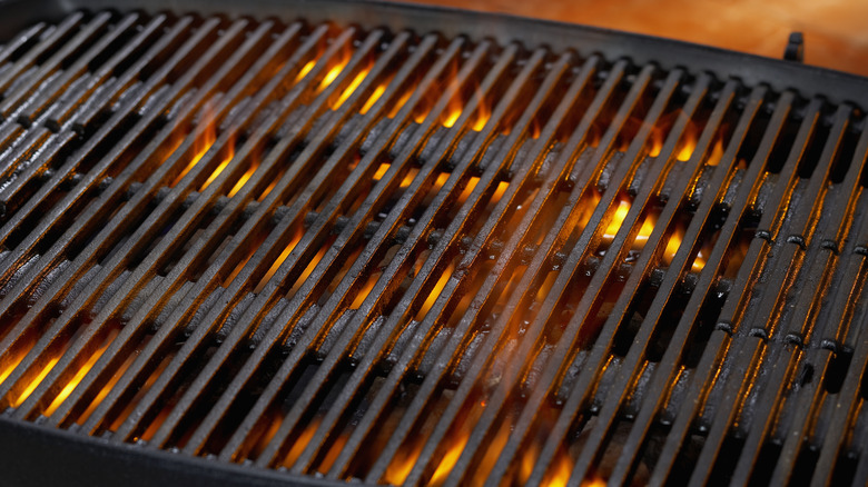 Hot grill with flames