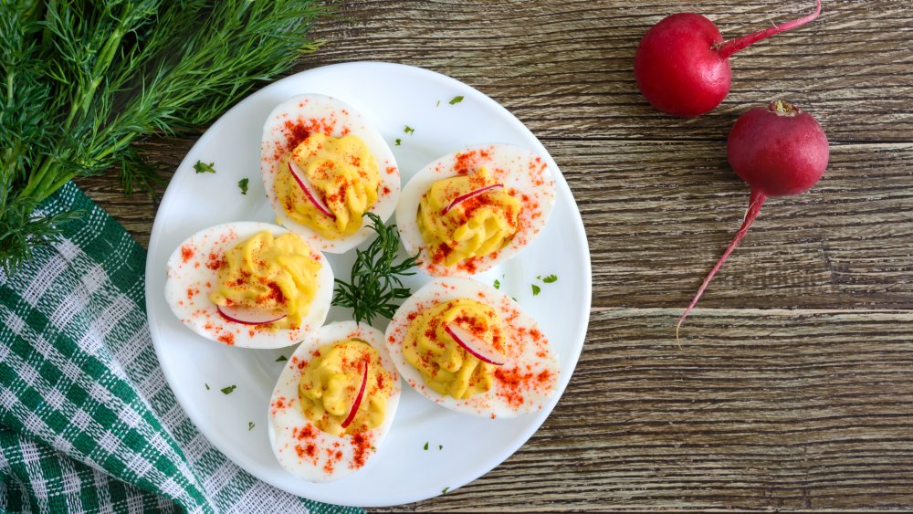 A plate of deviled eggs