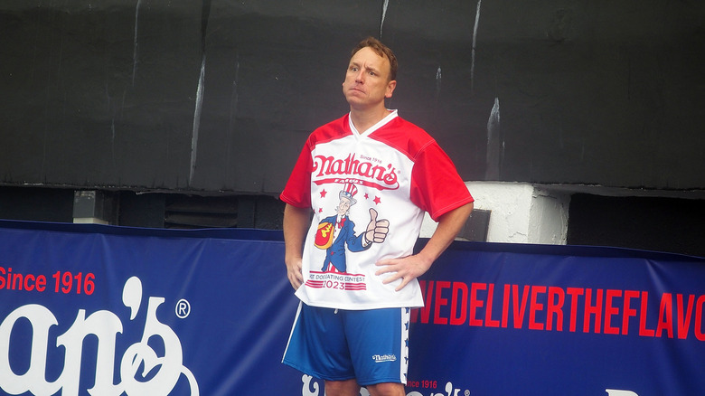 Joey Chestnut at the 2023 Nathan's competition
