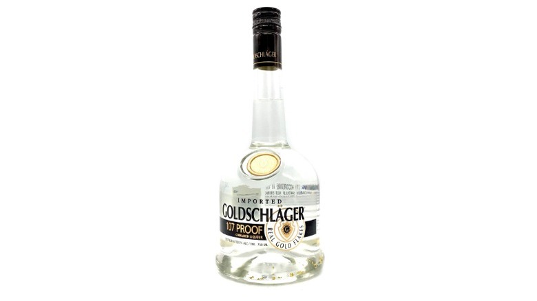 Bottle of 107-proof Goldschlager on white