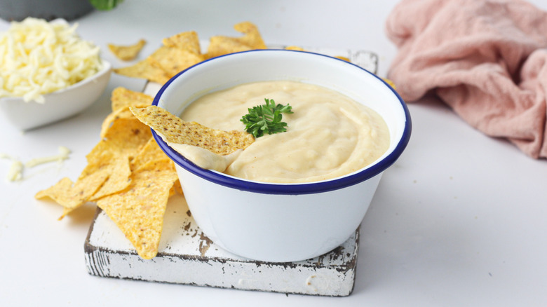 cheese sauce garnished with parsley