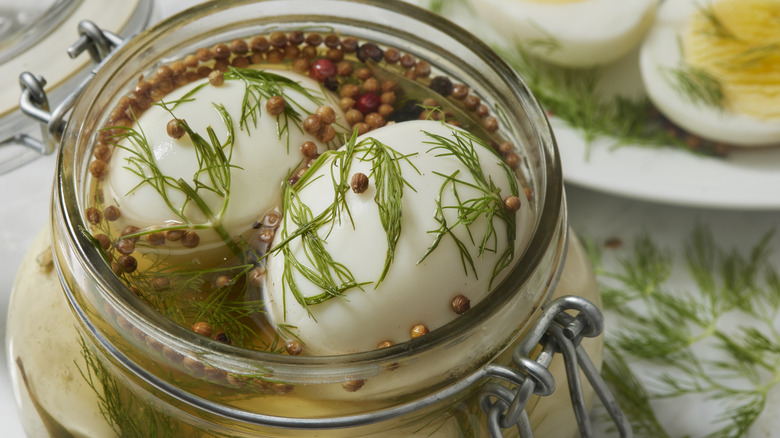 pickled eggs in jar