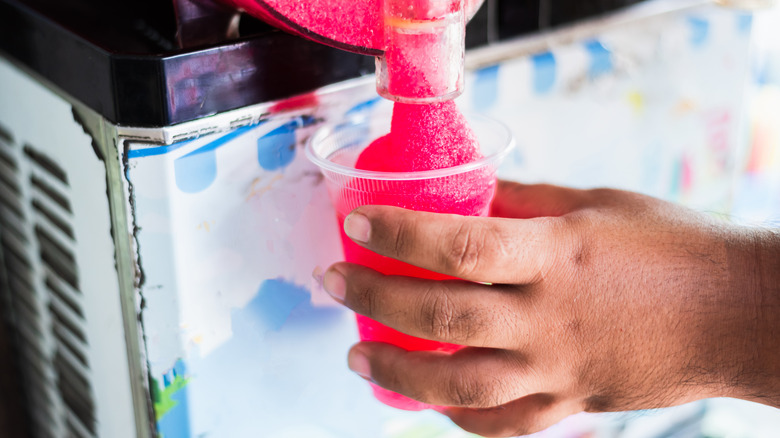 closeup of slushie being dispensed