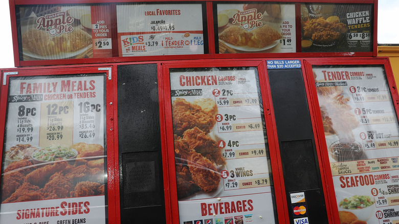 A Popeyes drive-thru menu