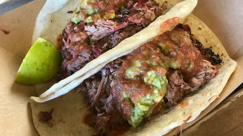 tacos made with leftover brisket