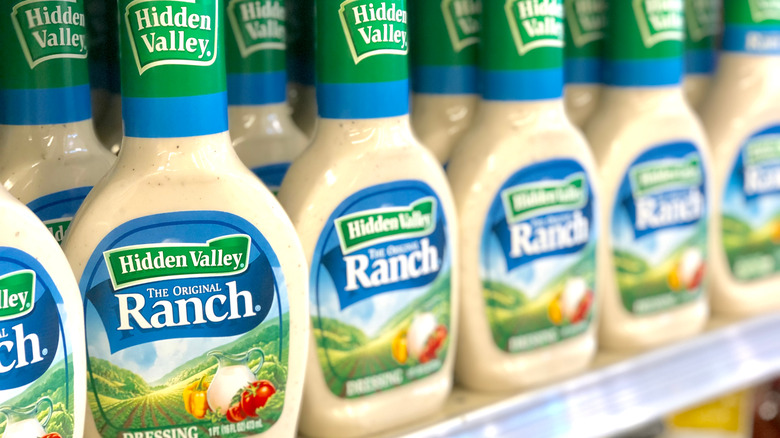 A shelf of ranch dressing