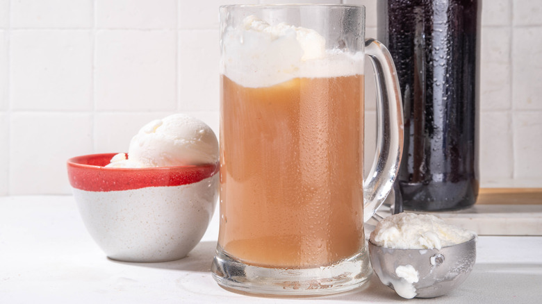 Ice cream float and beer