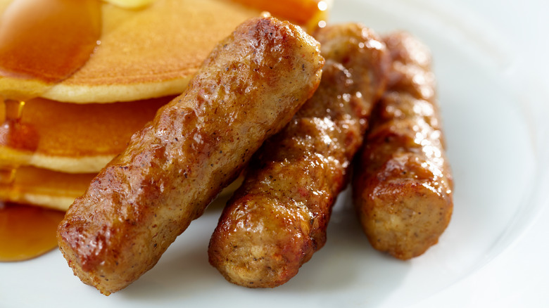 Breakfast sausage on plate