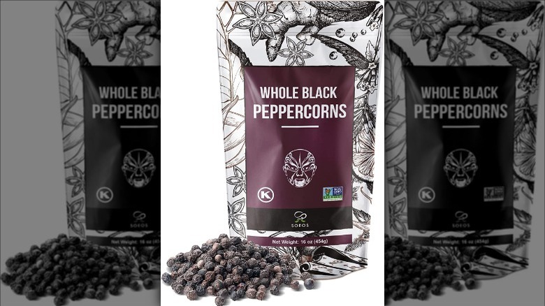 Bag of black peppercorns