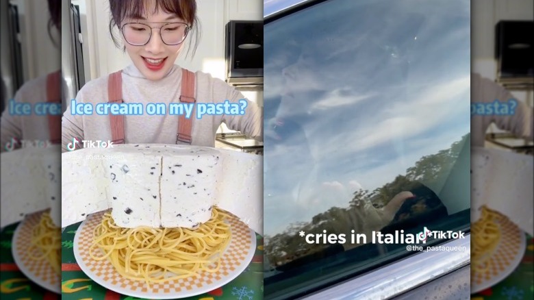 Pasta Queen reacting to ice cream pasta TikTok