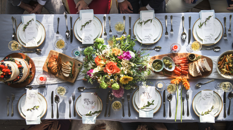 Wedding table with plates and menus