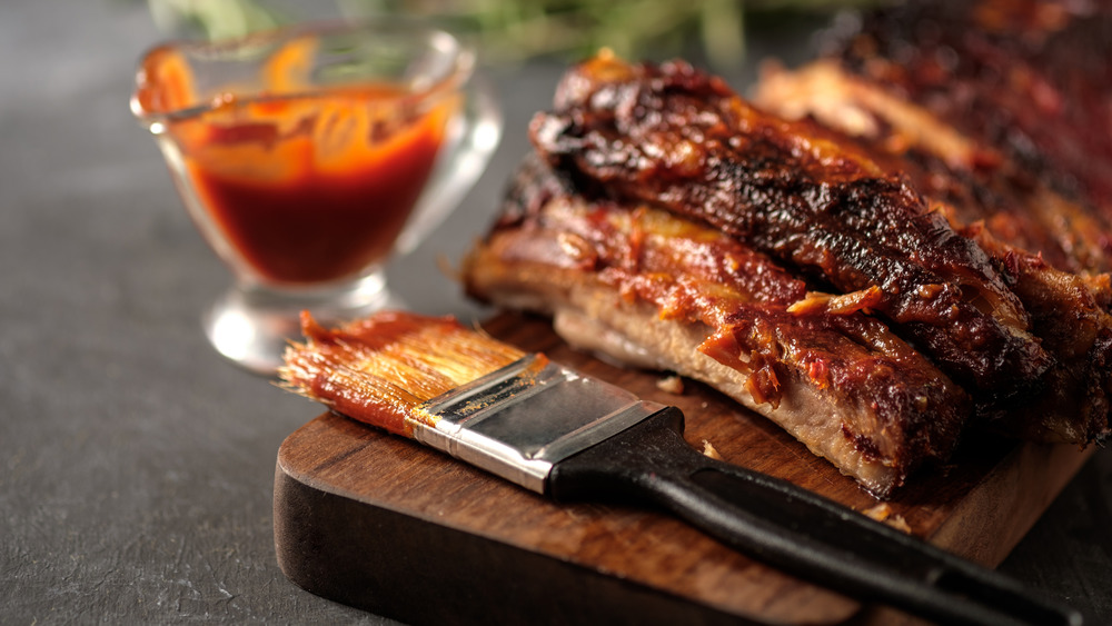 BBQ ribs on a board 