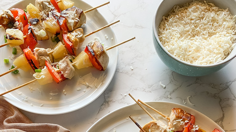 skewers with coconut flakes