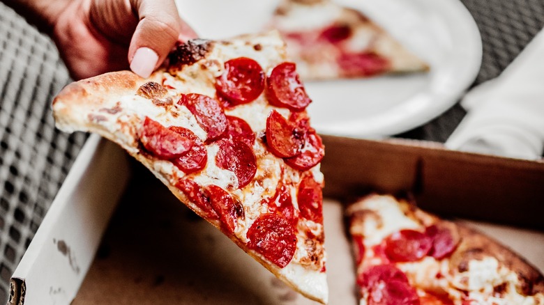 Slice of pepperoni pizza