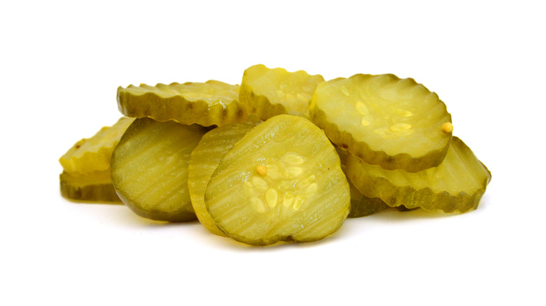 pile of sliced pickles