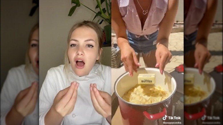 Poppy O'Toole reacting to potato TikTok