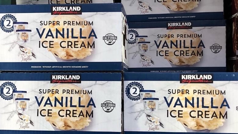 boxes of kirkland signature super premium ice cream