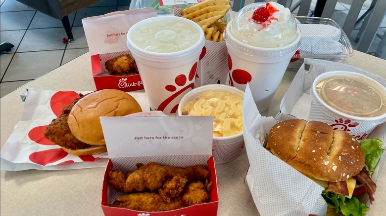 Assortment of Chick-fil-A menu items