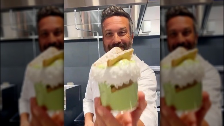 Fabio Viviani holding JARS dessert