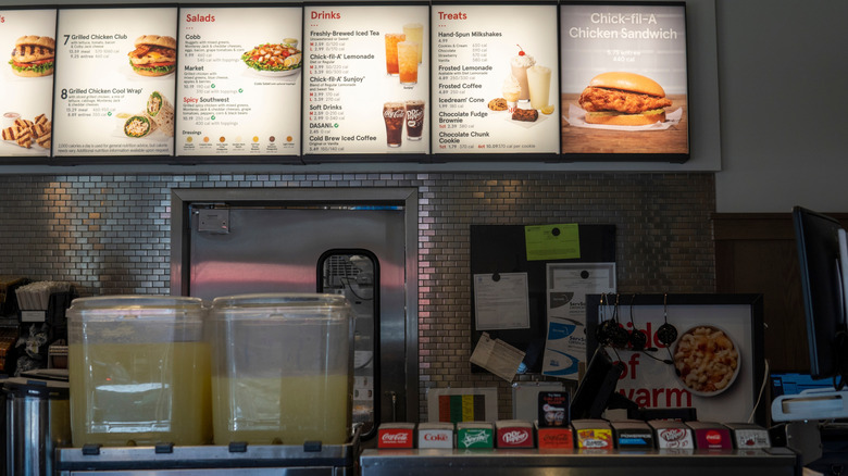 Chick-fil-A counter with menu