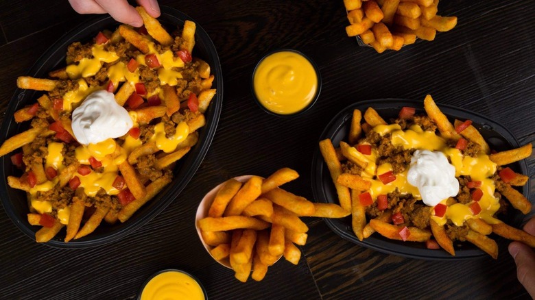 Taco Bell Nacho Fries with cheese, sour cream, and beef