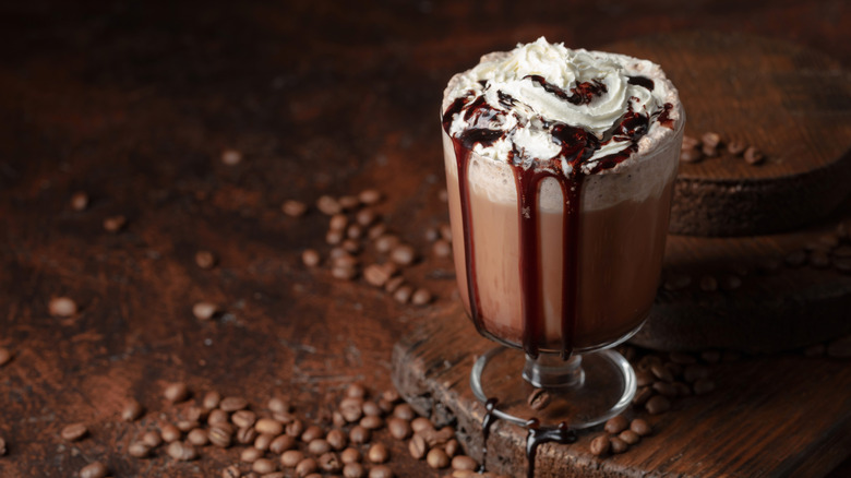 A glass of frozen cocoa.