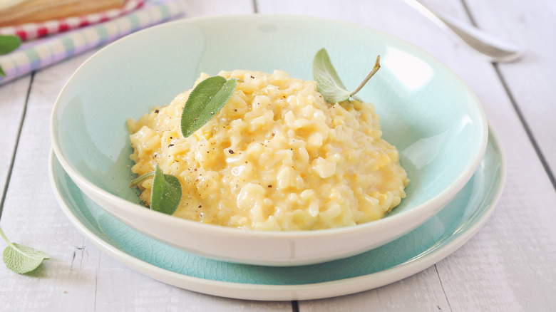 Bowl of sage risotto