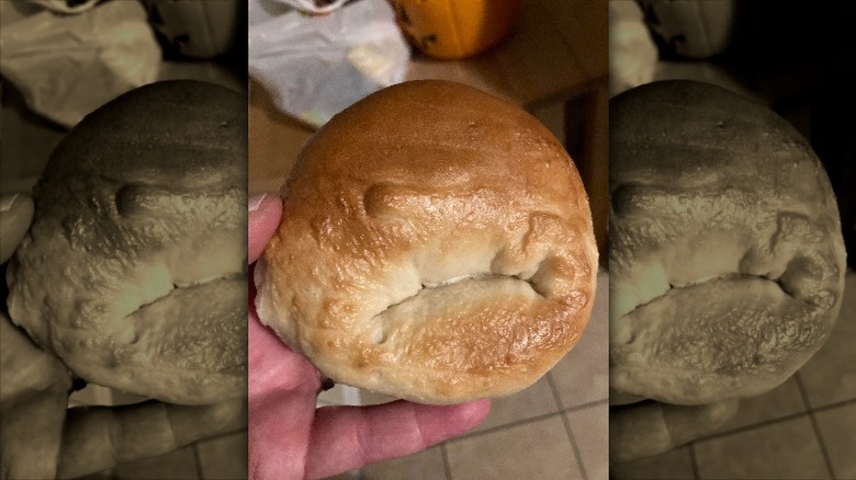 Aldi bagel frowning face