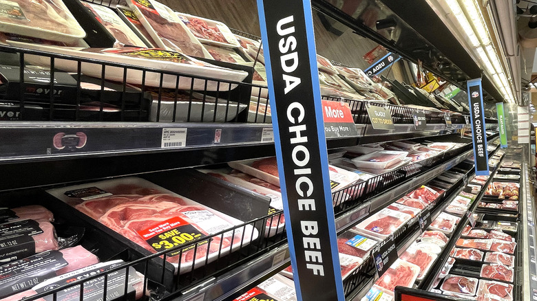 Grocery store meat display