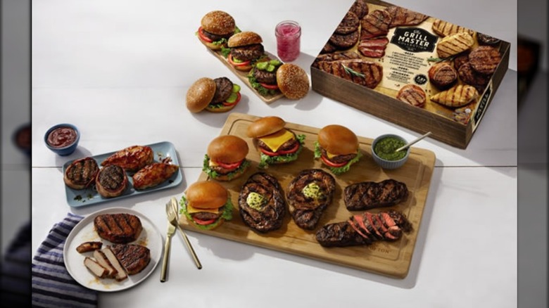 A set of new beef products on a white background