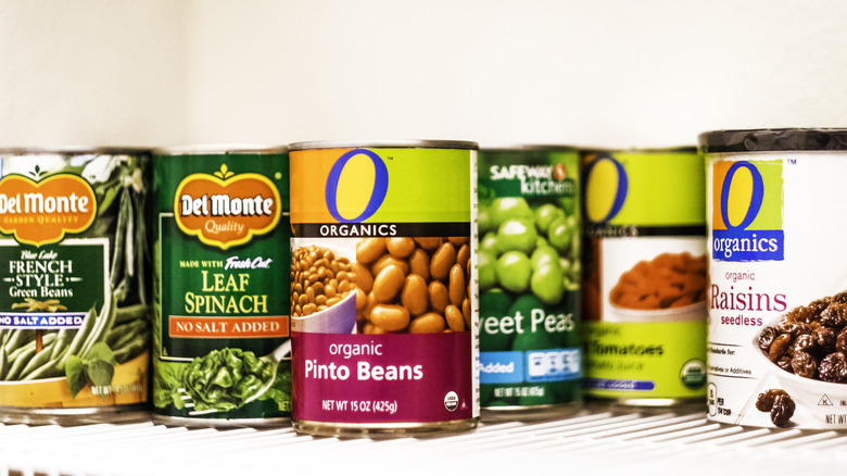 canned foods on shelf