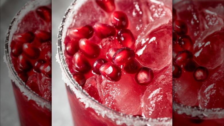 A margarita with pomegranate seeds