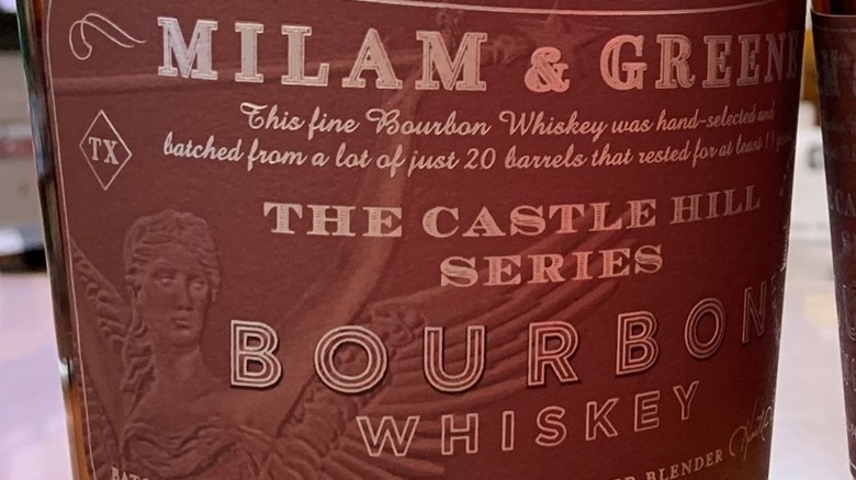 Bottle of Milam and Greene bourbon