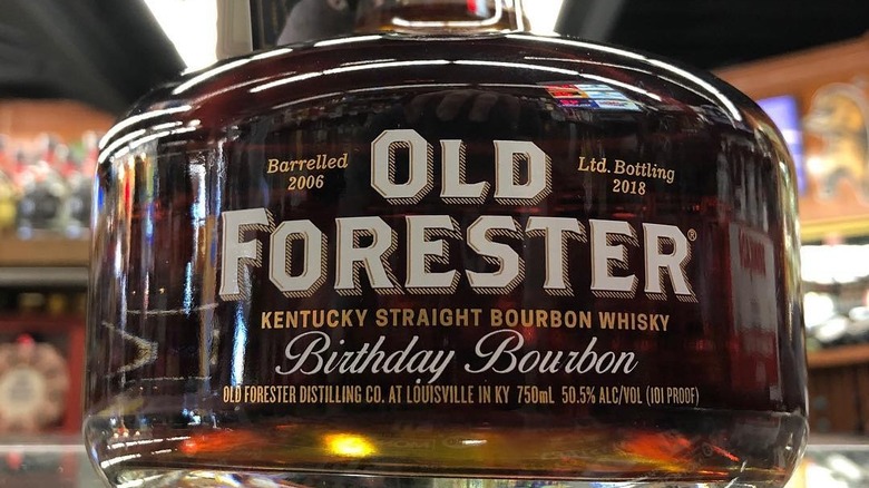 Bottle of Old Forester Birthday Bourbon