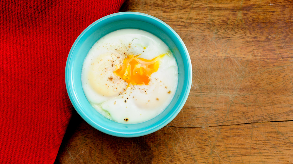 coddled egg with a runny yoldk