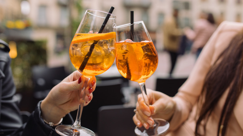 Two glasses of Aperol spritz