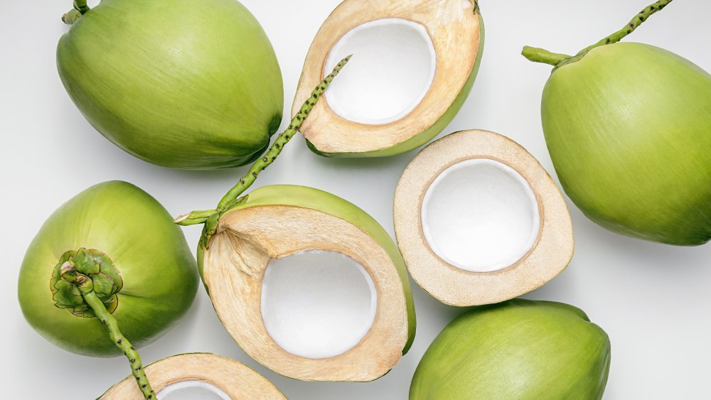 Young green coconuts