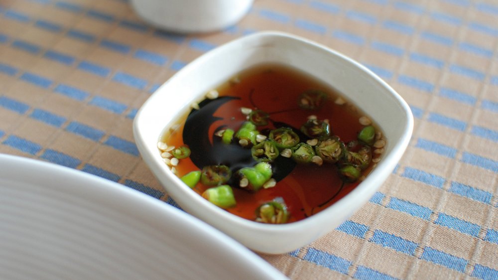 Bowl of fish sauce with chilis