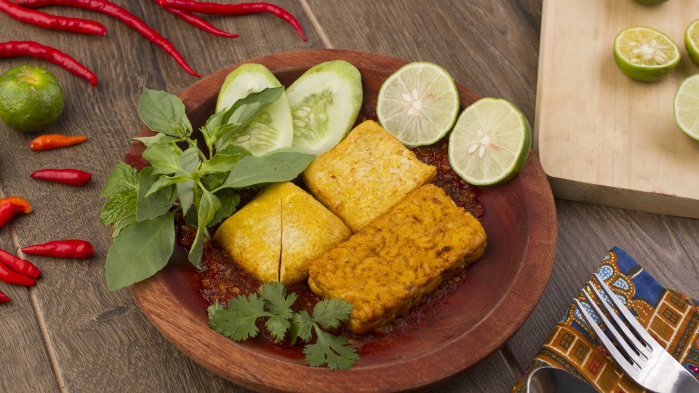 cooked tofu and tempeh