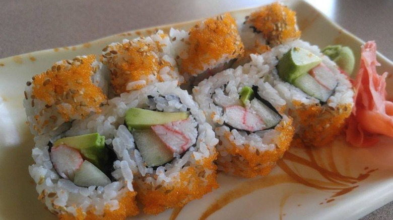 California roll with pickled ginger