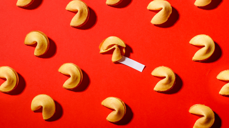 Fortune cookies on a red background