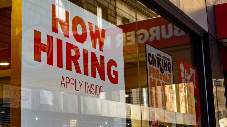 Now Hiring sign in Burger King