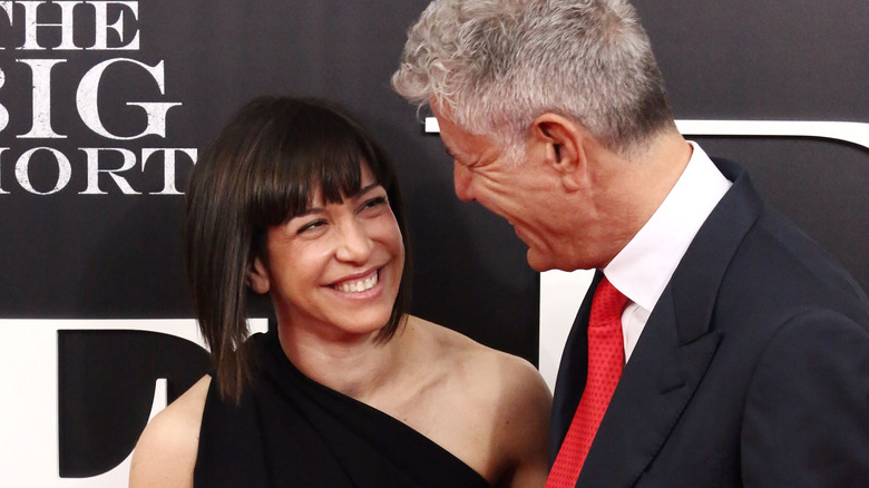 Anthony and Ottavia Busia-Bourdain smile 