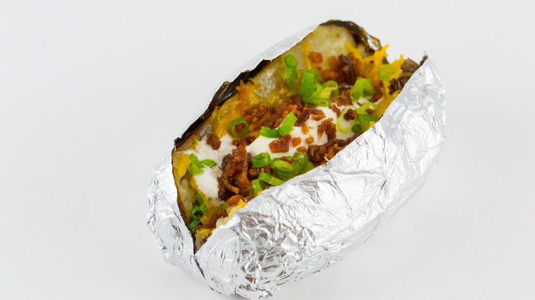 Baked potato with bacon bits